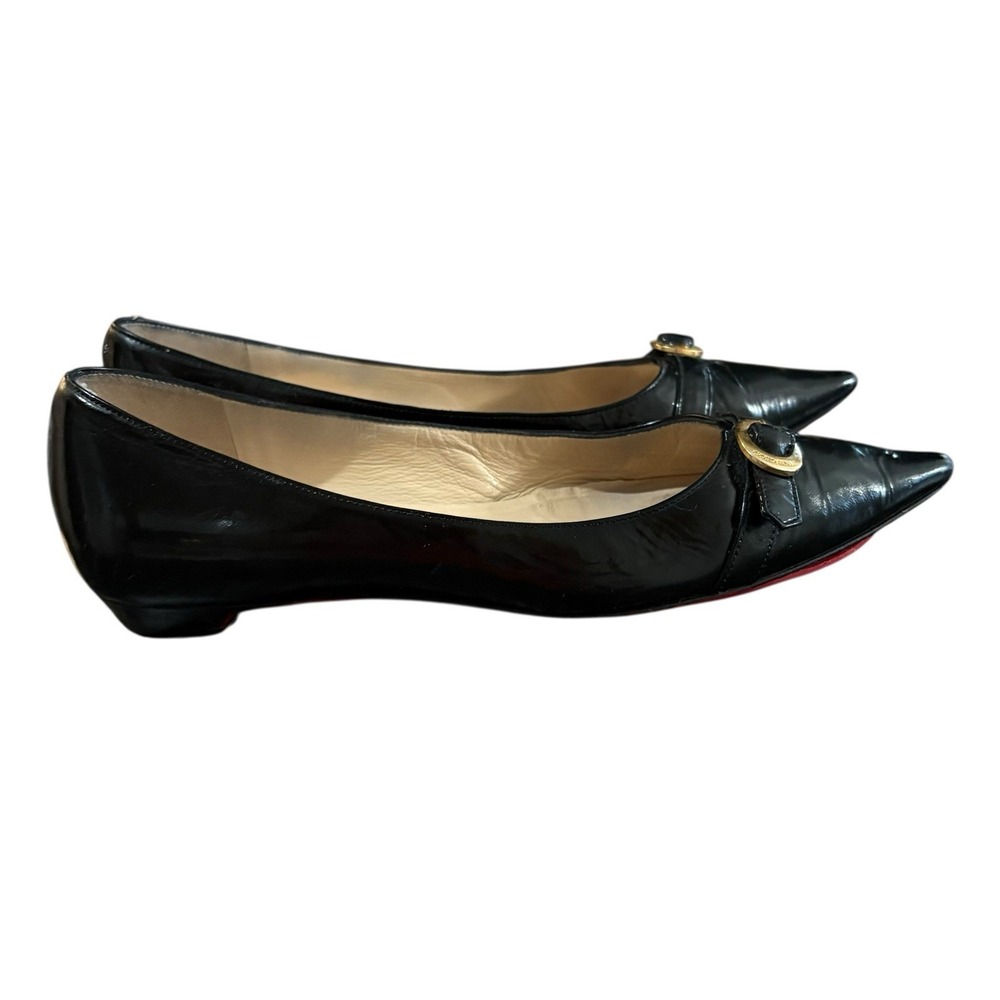 Jimmy Choo Black Patent Leather Pointy Toe Flats Womens Size 35.5 US 5.5 M